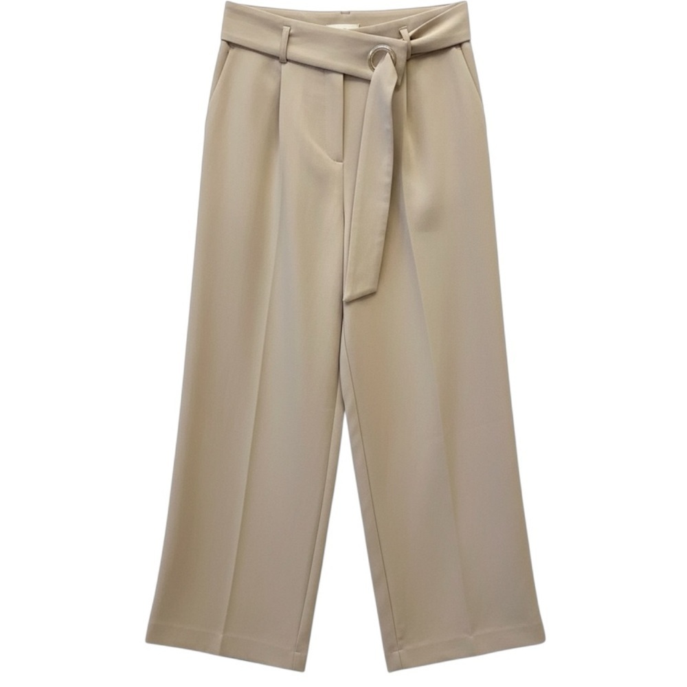 Dynamite Cropped Trousers High Rise Wide Leg Pants Tan Beige XS NWT